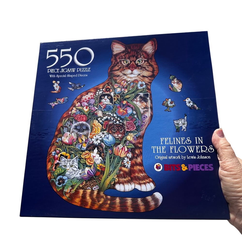 Bits & Pieces Felines in the Flowers 550 Piece Jigsaw Puzzle Lewis Johnson AS IS